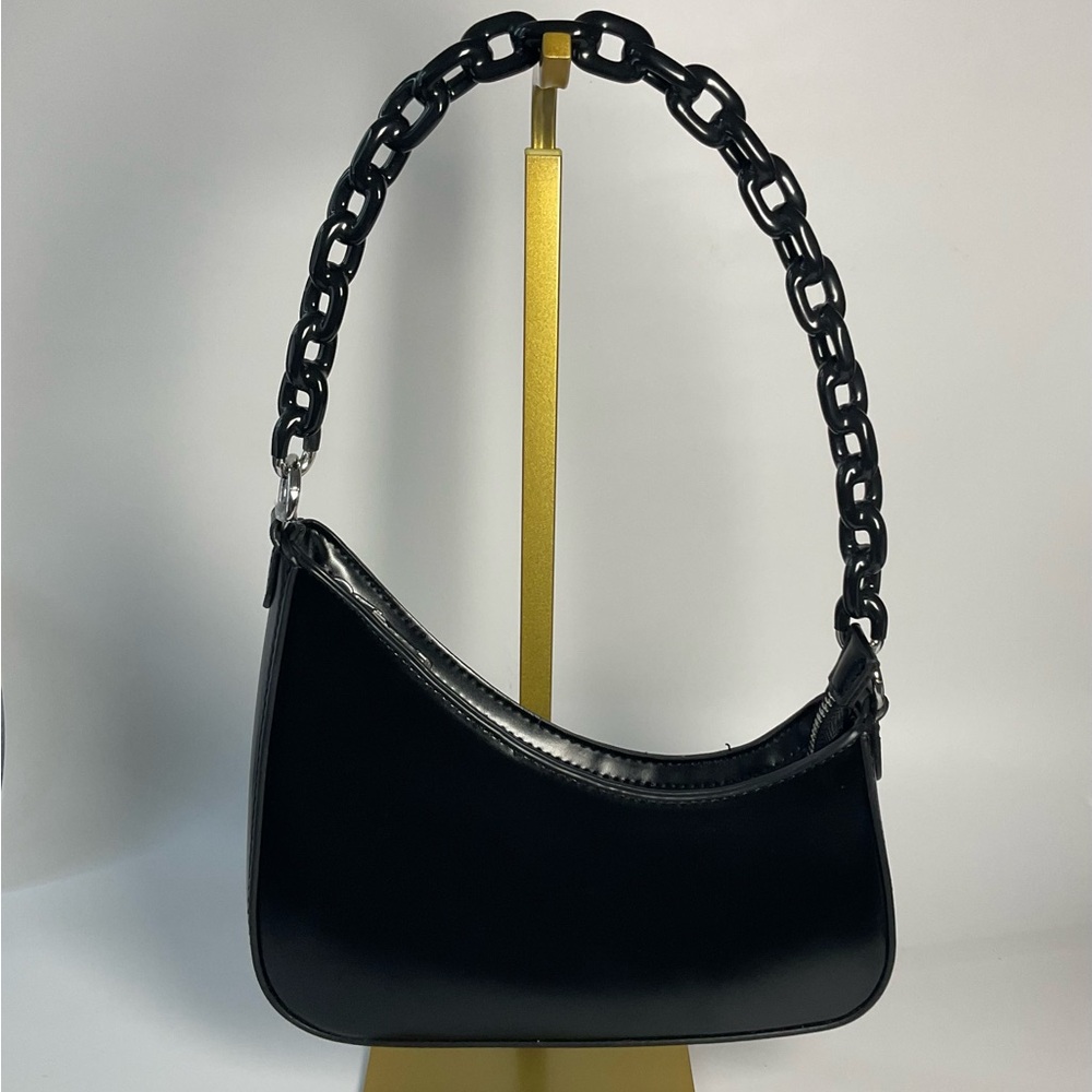 Chain Handle Asymmetric Shoulder Bag MMS Design Studio Black Purse